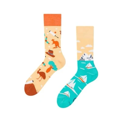Imagen de Dedoles Calcetines Unisex Hombre Mujer y Niños Algodón muchos diseños divertidos Fútbol Bicicleta diferente izquierda derecha, color: Multicolor, diseño: Australia, tamaño: 39 42