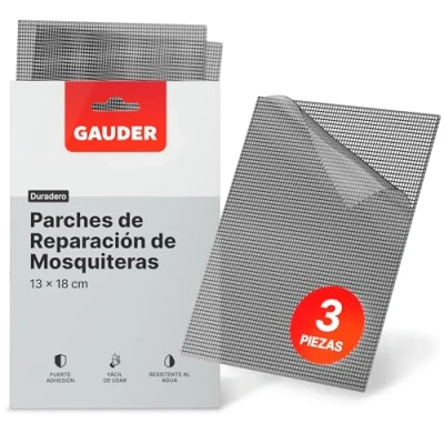 Imagen de Parches de Reparación Mosquitera GAUDER (130 x 180 mm) Reparar Mosquiteras para Puertas y Ventanas (3 Piezas)