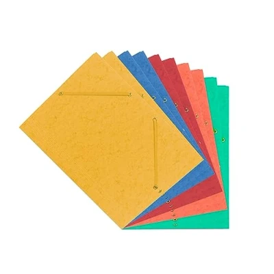 Imagen de Interdruk Carpeta Manila A4 con Goma Archivadora Banda Elástica Colores Surtidos Paquete de 10