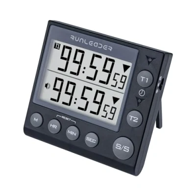 Imagen de Jayron Temporizador de 2 Canales con Reloj Cocina Cuenta Regresiva Magnético Despertador Digital Minutos/Segundos Cronómetro para Cocinar
