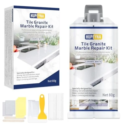 Imagen de Kit de Reparación Bañera Fregaderos, Azulejos y Esmalte Porcelana Mármol Inodoros, Grietas Reparacion Blanco