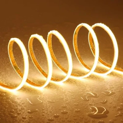 Imagen de TOPAI Tira LED COB Blanco Cálido 3000K Impermeable, Estrecho 5mm Ancho, Luz 12V 5M Exterior, 400LED/M CRI&gt;93 Adhesivas Flexible Cortable para cocina dormitorio iluminación