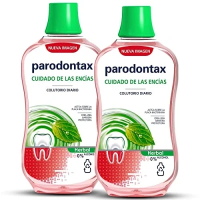 Imagen de Parodontax Herbal, Enjuague Bucal Cuidado Diario de las Encías, 0% Alcohol, 500 ml (Paquete 2)