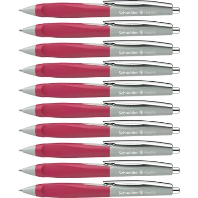Imagen de Schneider Haptify 135329 Bolígrafo (grosor de trazo M, tinta azul, 10 unidades), color gris y magenta