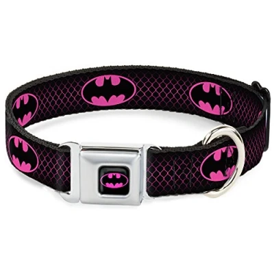 Imagen de Buckle Down DC WBM002 L BMA Batman Collar para Perro, Color Negro y Plateado