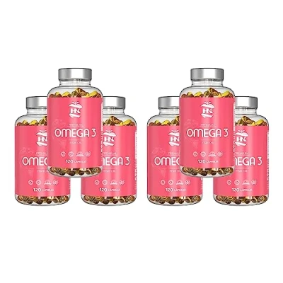 Imagen de Omega 3 capsulas 1000mg Fuente Ácidos Grasos de Aceite Pescado 400 mg DHA, 800 EPA y vitamina E Para mantener el sistema cardiovascular arterial saludable 120 softgel (6 Botes)