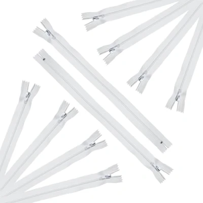 Imagen de Trimz 20 cm ( 8 Pulgadas) Cremallera de Tope unidireccional Blanca con Dientes 4 mm, Unidades, Poliéster, 48, 10
