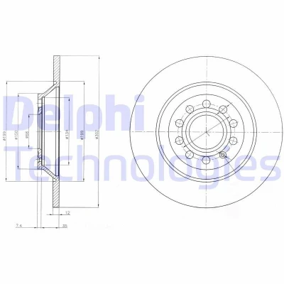 Imagen de DELPHI BG4088 Disco de freno 302 12 5 macizo aceitado sin procesar cojinete rueda, anillo sensor ABS AUDI: A6 C6 Avant, Allroad