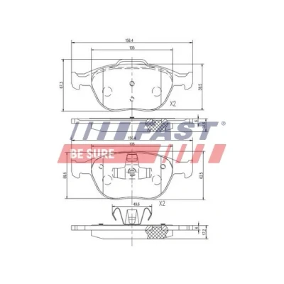 Imagen de FAST FT29546 Juego de pastillas freno Eje delantero excl. contacto avisador desgaste FORD: Transit Connect Mk1 Furgón, Focus Hatchback