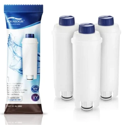 Imagen de Aqualogis Filtros de Agua para Cafetera DeLonghi Filtro DLSC002 con Ablandador Carbón Activado, Homegoo Compatible De&#039;Longhi ECAM, Esam, Etam, BCO, EC. (Paquete 3)