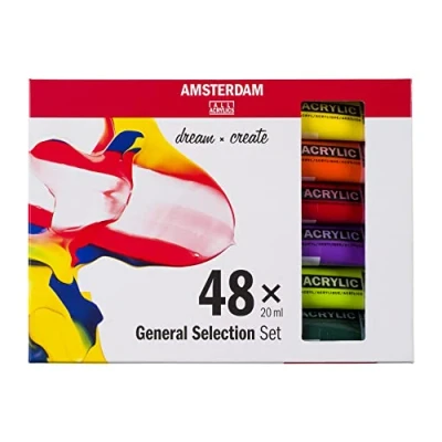 Imagen de Amsterdam Standard Series Set de Pintura Acrílica para Novatos Prueba (48 x 20 ml) Selección Colores Básicos