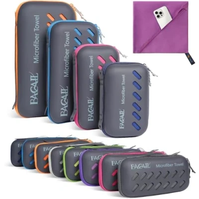 Imagen de BAGAIL Toallas de Viaje Microfibra, Campamento, baño y Playa, Secado rápido Súper absorción Agua Compacto, Muy Adecuado para el Deporte Fitness