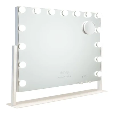 Imagen de Flamingueo Espejo Maquillaje con Luz Tocador 15 LED, de 3 Modos, Posición Regulable 360º, Cargador Inalámbrico, Blanco