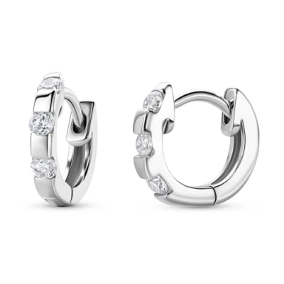 Imagen de Miore Pendientes de aro pequeño plata ley 925 para mujer con circonitas brillantes, lóbulo hipoalergénicos circonitas. Cierre pasador y broche.