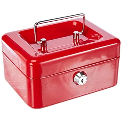 Imagen de BURG WÄCHTER Caja de caudales con cerradura llave y bandeja para dinero, Pequeña, Chapa acero, Money 5015, Rojo