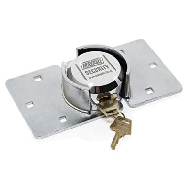 Imagen de Maypole Cerradura de Seguridad Resistente Apta para Furgonetas, cobertizos y garajes, a la corrosión, cromada, 2 kg, Color Plateado