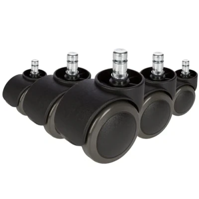 Imagen de hjh OFFICE 619029 5x Ruedas para sillas ROLO FREE 11mm/50mm, Negro, Suelos duros