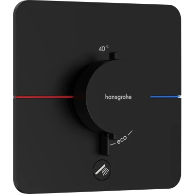 Imagen de hansgrohe ShowerSelect Comfort Q, termostato empotrado con una salida adicional, grifo botón de seguridad (SafetyStop) a 40 C, para ducha y bañera, 1 función, negro mate
