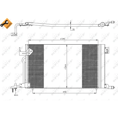 Imagen de NRF EASY FIT 35304 Condensador con junta anular 14,3 8,5 Aluminio 540 R 134 CITROËN: Xsara Hatchback, Berlingo / First I