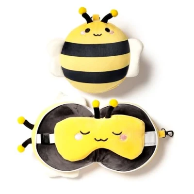 Imagen de Puckator Cojín de Viaje con máscara Relaxeazzz Abeja Animales Dulces