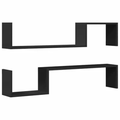 Imagen de vidaXL 2X Estantes de Pared Repisa Flotante Balda Estantería Salón Sala Estar Estudio Exhibición Colgante Decoración Contrachapada Negro 100x15x20cm