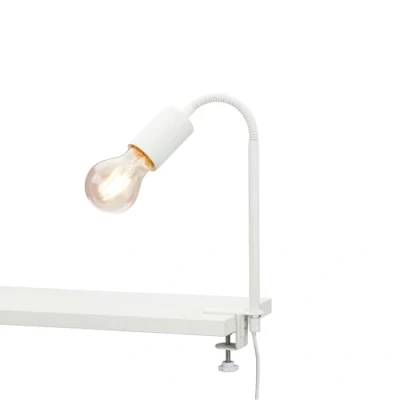 Imagen de Briloner Leuchten 2600 016 Lámpara de sujeción (1 bombilla E27, máx. 10 W, incluye interruptor cable, brazo flexible, metal, color blanco, 477 mm)
