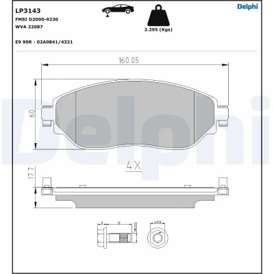 Imagen de DELPHI LP3143 Juego de pastillas freno no preparado para indicador desgaste Chapa antichirridos con accesorios RENAULT: Trafic 3, 3 Bus