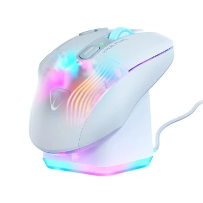 Imagen de Turtle Beach Kone XP Air mouse de juego RGB ergonómico inalámbrico personalizable, sensor óptico 19,000 ppp, batería 100 horas duración y base carga Blanco