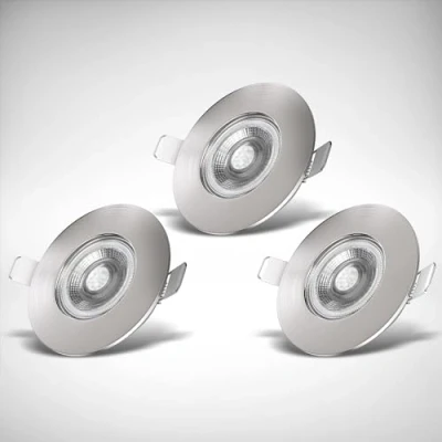 Imagen de B.K.Licht I Juego de 3 luces LED empotradas en el baño Ultra plano 25mm Ø90mm níquel mate tablas 5W 460 lumen 3.000K blanco cálido IP44 foco empotrado