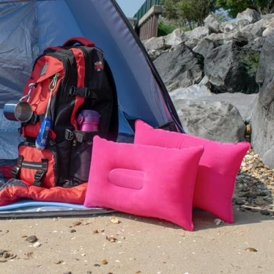 Imagen de TRIXES Almohada Inflable para Viaje o Acampar Inflar Paquete Doble Rosa