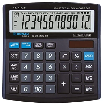 Imagen de Calculadora de sobremesa DONAU Tech/K DT4122 01 función raíz 12 dígitos/ 136x134x28mm/ Color: Negro/calculadora con Display 5 años garantía