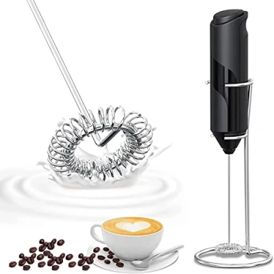 Imagen de espumador de Leche Eléctrico Mano, KKNE Mini Batidora Portátil, Batidor con motor 14000 RPM para Café, Matcha, Latte Cappuccino, Chocolate caliente