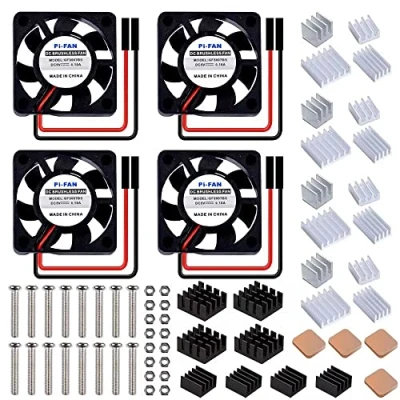 Imagen de GeeekPi Raspberry Pi Tranquilo Ventilador 30x30x7mm DC 5V / 3.3V con Disipador para 3/2 Modelo B, 4B,3B + y Retroflag NESPI CASE PLUS (4 Pack)