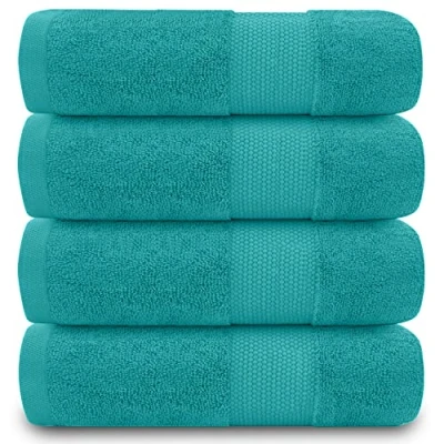 Imagen de GC GAVENO CAVAILIA Juego de 4 Toallas Mano para baño, 700 g/m², algodón Egipcio, Calidad Hotel, Lavables a máquina, Turquesa Oscuro, 50 x 85 cm