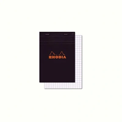 Imagen de Rhodia 122009C Bloc de Notas Grapado N. 12 8,5x12 cm Cuadrados Pequeños 80 Hojas Desmontables Tapa Cartón Revestida Suave y Resistente Básicos Negro