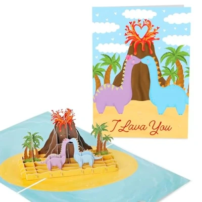 Imagen de Tarjeta Pop Up Dinosaurio De Aniversario 3D Para Parejas Esposo Esposa I Lava You Emergente Día San Valentin Novio Novia Viene Con Pegatinas Por Central 23