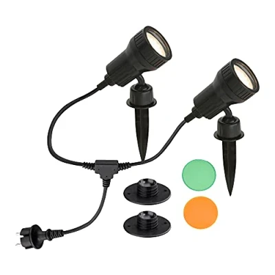 Imagen de BRILONER lámpara de exterior. GU10, 3 W, Negro, 2 unidades, IP44, 100 x 195 mm, focos jardín, iluminación jardín