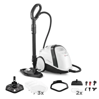 Imagen de Polti Vaporetto Smart 120, Limpiador a Vapor con Caldera de Alta Presión 4 Bares, Depósito Extraíble 2 L, Autonomía Ilimitada, Calentamiento en Minutos, 14 Accesorios incluidos, Blanco y Negro