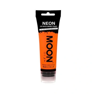 Imagen de Moon Glow Pintura facial y corporal UV neón de gran tamaño con aplicador esponja Naranja intenso 75ml