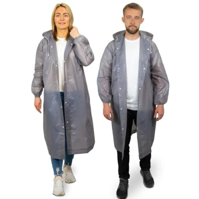 Imagen de REDSTAR Pack de 2 Ponchos Lluvia Impermeables Chubasquero Largo con Capucha para Adulto Viaje Reutilizable Mujer y Hombre Accesorios Camping Festival