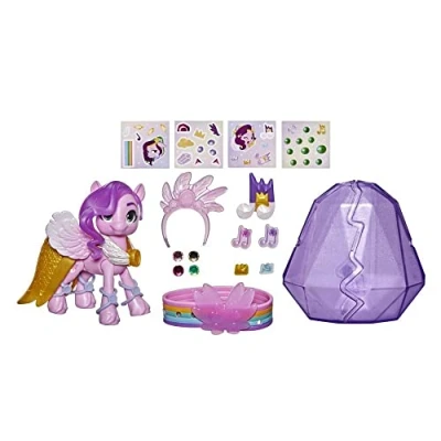 Imagen de My Little Pony: A New Generation Princesa Petals Aventura de Cristal Poni Rosada 7,5 cm con Accesorios Sorpresa, Pulsera la Amistad