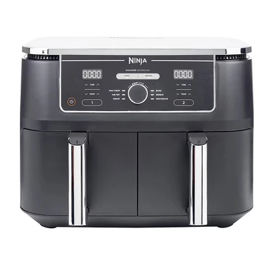 Imagen de Ninja Foodi Freidora de aire con compartimento doble, 9,6 l, 6 en 1, no usa aceite, Freír Aire, Max Crisp, Asar, Hornear, Deshidratar, 8 porciones, cestas antiadherentes, negro, AF400EU