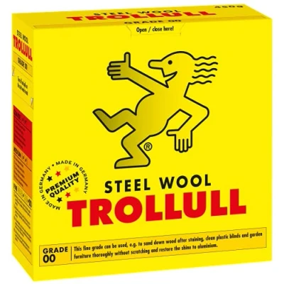 Imagen de Trollull Lana de acero alambre 450 g fina 00 se puede utilizar para lijar madera, limpiar persianas plástico y muebles jardín, pulir aluminio