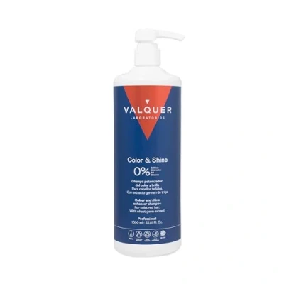 Imagen de Válquer Profesional Champú Potenciador Color y Brillo, Formulación Zero % Sin Sal, Sulfatos, Parabenos Siliconas, Cabellos Teñidos, Vegano 1000 Ml