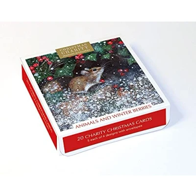 Imagen de Museums &amp; Galleries Caja de 20 tarjetas artísticas Navidad Animales y bayas invierno tarjetas, 5 cada uno 4 diseños