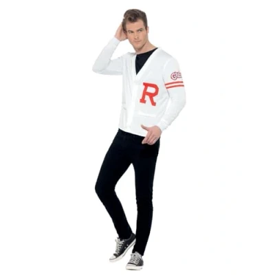 Imagen de Smiffys Disfraz de Rydell Prep Grease, Blanco, con chaleco punto