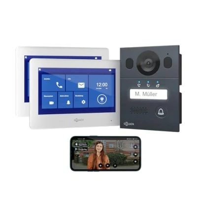 Imagen de Goliath® Videoportero WiFi 2 Monitores [Monitor 7&quot;] Portero Automatico con Camara Hilos Telefonillo Video Antivandálico y climático Empotrada