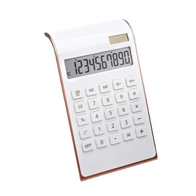 Imagen de Leoyee Calculadora, 10 dígitos calculadora de Escritorio Doble Potencia, electrónica Oficina/hogar, energía Solar, Pantalla LCD inclinable (Rosa Dorada)