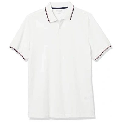 Imagen de Amazon Essentials Polo de Piqué Algodón Ajuste Entallado Hombre, Rojo Thin Stripe, L