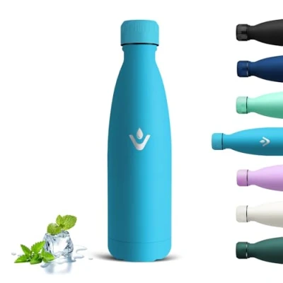 Imagen de Grsta Botella Agua Acero Inoxidable 500ml, Niños Sin BPA, Prueba de Fugas Cantimplora Termica, Mantiene 24H Frio/12H Calor, Reutilizable Termo para Escuela, Cámping, Ciclismo